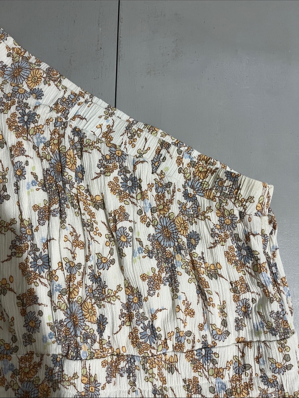 Abercrombie & Fitch Floral Midi Skirt in White, Mustard, and Dusty Blue - Picture 4 of 16